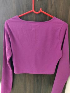 Koovs Pink Color Full Sleeve Crop To