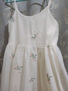 Floral Embroidered Off - White Sundress