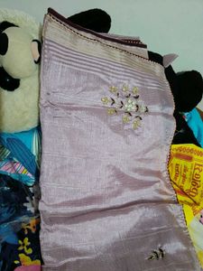 New Embroidered Saree With Attach Blouse Piece