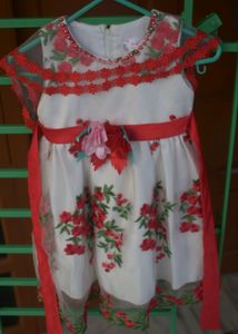 Baby girl Red White frock