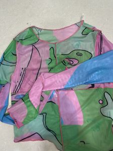 Sheer Graphic Print Top