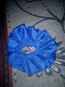 Blue Floral Scrunchie