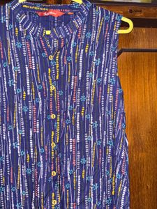 Stylish Blue Printed Tunic Kurta Top