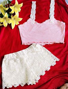 Pink Lace Cami &amp; Beautiful Shorts Set