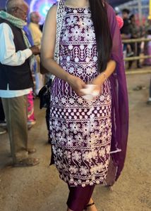Elegant Purple Embroidered Suit