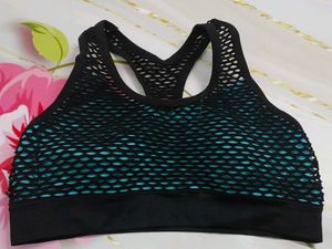 (200)Mesh Sports Bra - Black