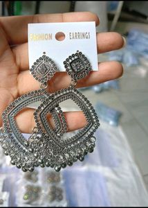 Silver Oxidised Earrings for navratri