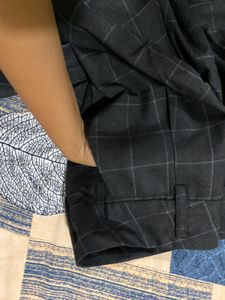 High Waist Black Formal Checked Trouser