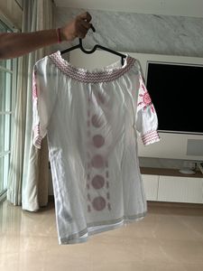 Embroidered Off-Shoulder Top