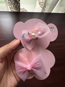 Pink Bow Hair Clip Set