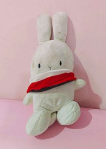 Soft White Bunny Plush Toy with Red Scarf