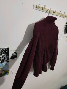 Burgundy Knit Turtleneck Sweater