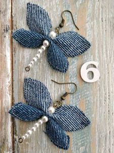 Denim Dragonfly Earrings🪶