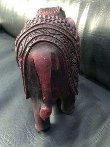 Hand Carved Maroon Resin Elephant Showpiece