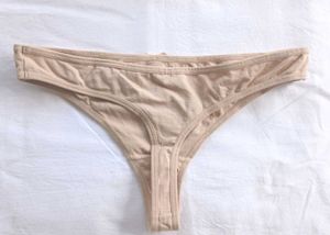 Beige Cotton Thong