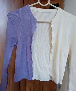 Two-Tone Ribbed Cardigan
