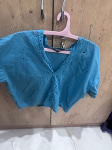 Blue Embroidered Top