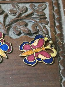 Gorgeous Meenakari Brass Butterfly Earrings