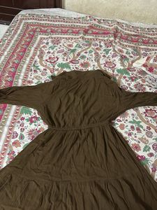 Brown Tiered Midi Dress