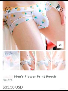 Pineapple Print U Convex Pouch  Transparent Brief