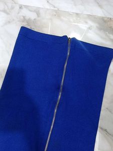 Blue Zipper Mini Skirt