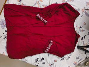 Maroon Embroidered Kurta