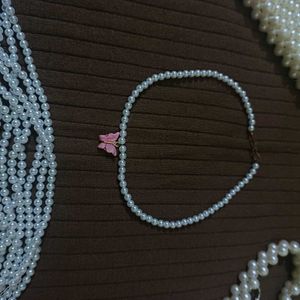 Butterfly Pearl Necklace /  Handmade