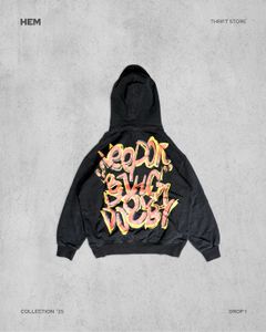 BJHG Black Graphic Print Hoodie
