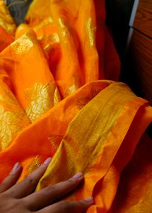 Vibrant Orange Silk Saree