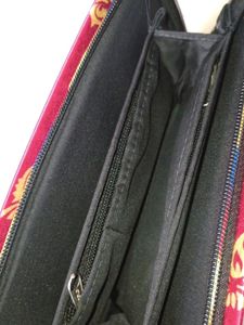 Silk Fabric Clutch Wallet Gold Print Design