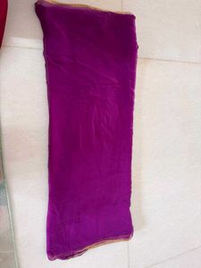 Purple Saree With Then Gold Border