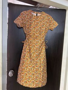 Floral side cutout dress
