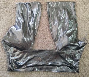 FashionNova SilverMetallic Cross-Front HalterTop