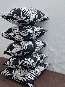 Black &amp; White Floral Throw Pillows