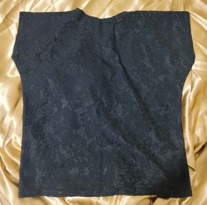 Black- Sheer Rose Designed Top