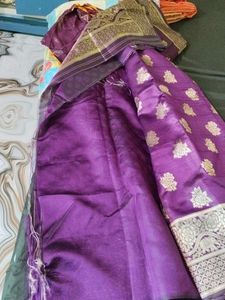 Purple &amp; Gold Brocade Fabric