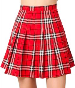 korean red tennis skirt