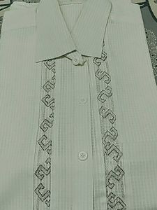 Elegant White Patterned Shirt