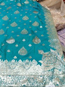 Teal Banarasi Silk Saree