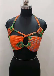 Trendy Orange Halter Top