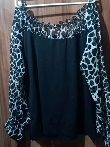 Blousy Black Silk Top For Womens