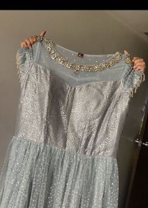 Elegant Silver Ethnic Gown