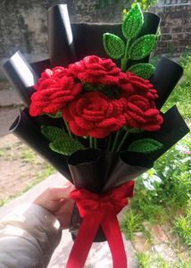 Crochet Red Rose Bouquet