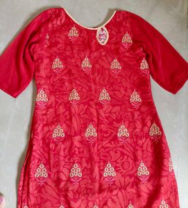 Red Embroidered Kurta