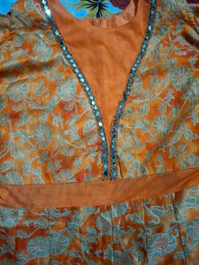 Orange Embroidered gown