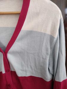 Color Block Full Sleeve Cardigan for Women