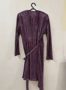 Purple Pleated Wrap Dress