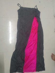 Gray & Pink Maxi Slip Dress