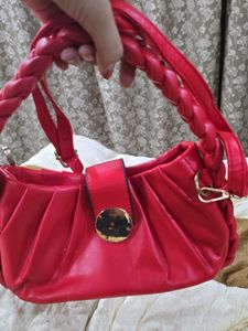 Red Braided Handle Bag