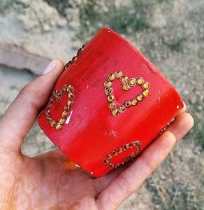 Red Stone-Embellished Planter